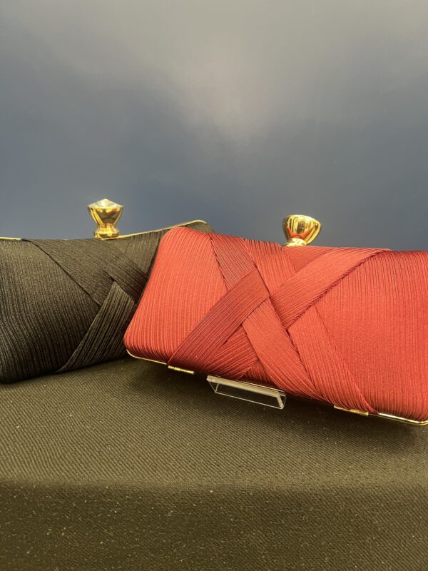 Diamante Top Pleated Clutch Bags - Image 2