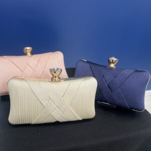 Diamante Top Pleated Clutch Bags
