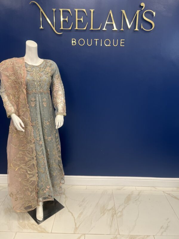 Embroidered 3pc Frock Dress - Image 5