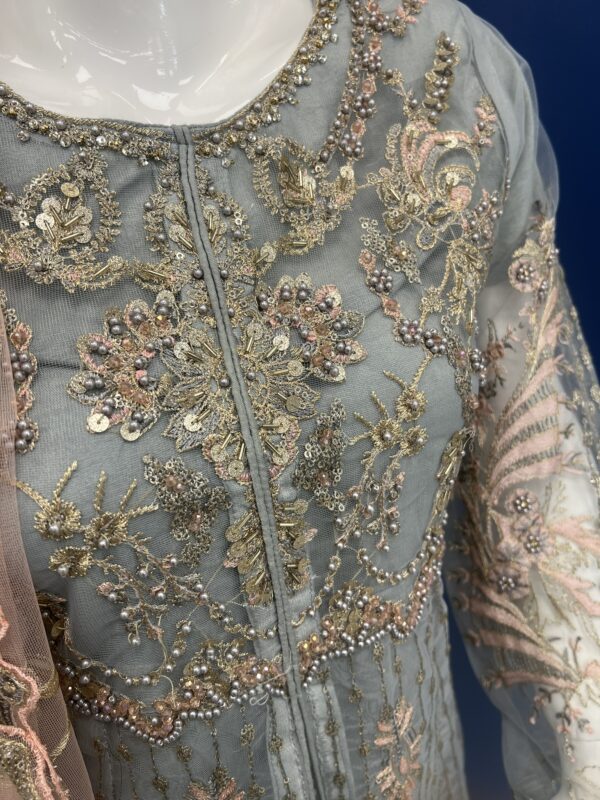 Embroidered 3pc Frock Dress - Image 4