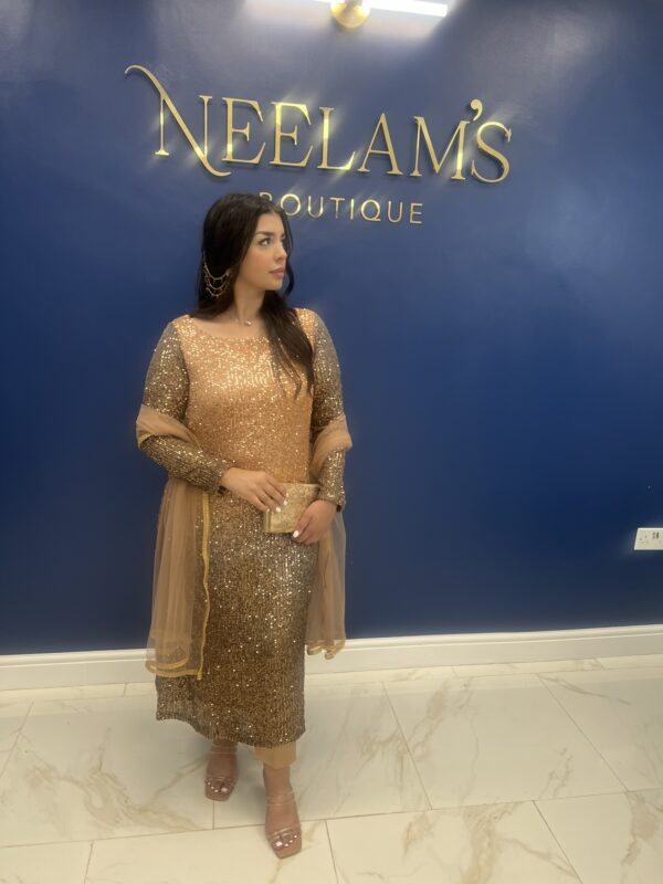 NB Gold Ombre Sequin Dress - Image 4