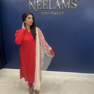 White and Gold Glitter Net Dupatta