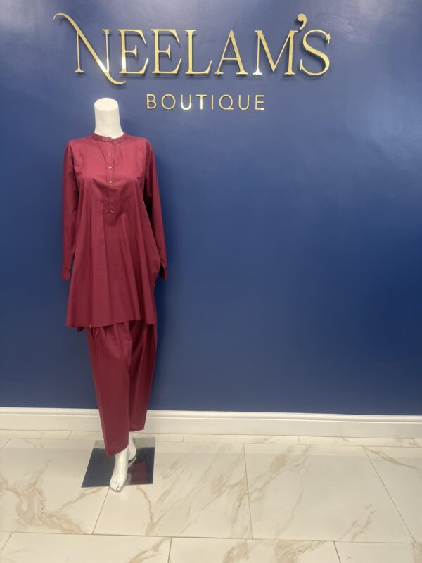 Ego Collection Plum Sharwani Collar